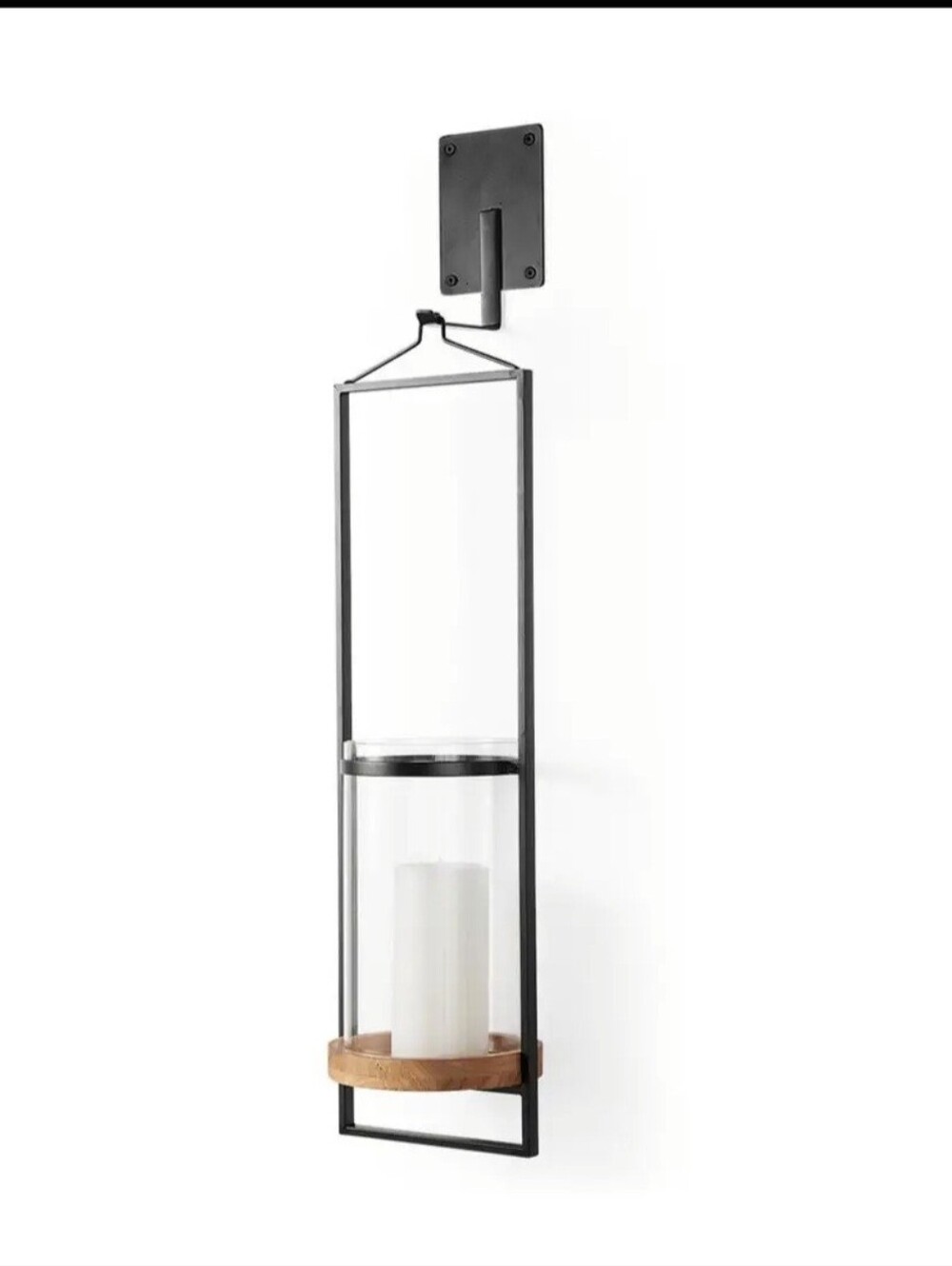 Black Metal and Wood Wall Hanging Lantern - Home Accents
